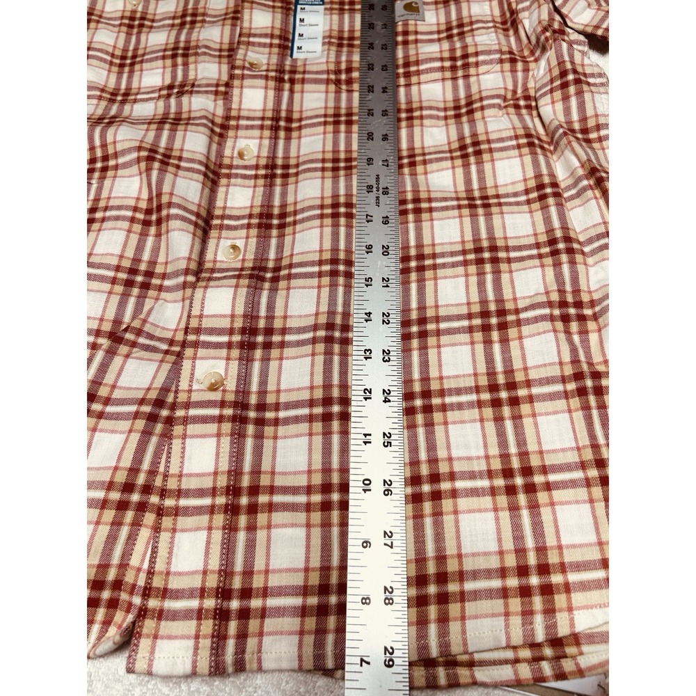 Carhartt Men's M Bozeman Relaxed Fit SS Plaid Shirt Red Duck Rugged Flex - Picture 9 of 11